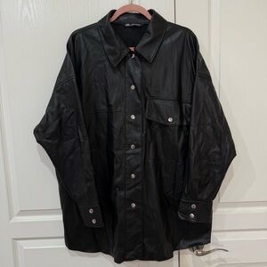 Zara Faux Leather Shirt Jacket